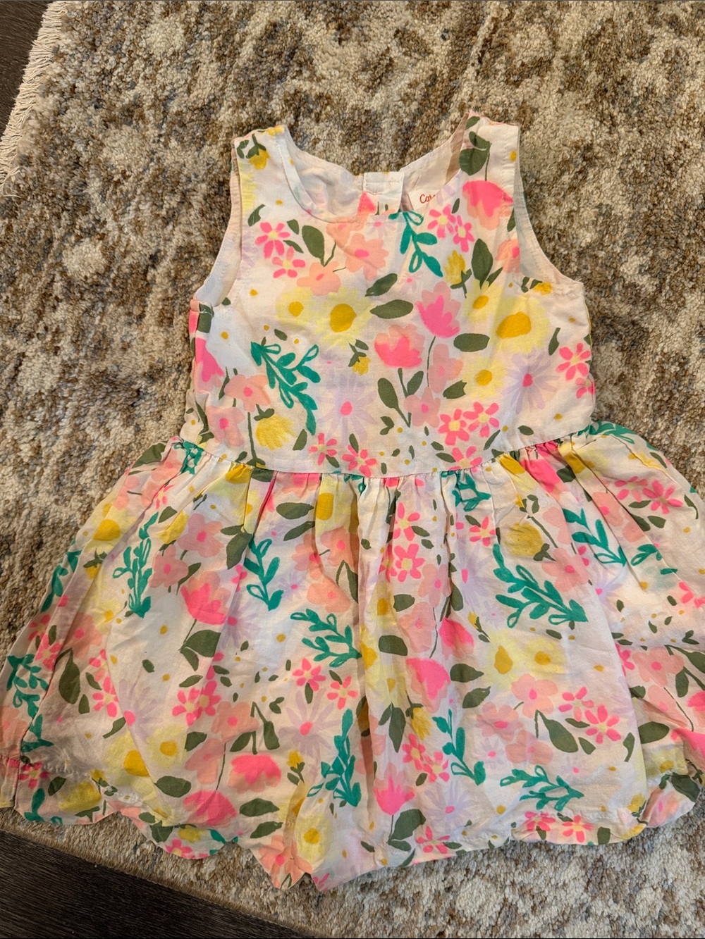 Cat & Jack Girls' Floral Sleeveless Sundress - Pink & Yellow 2T